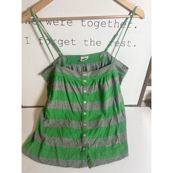 Vintage Y2K Grunge Victoria's Secret PINK Green Cotton Striped Tank Top. Ii - Picture 1 of 4